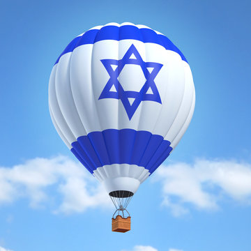 Hot air balloon with Israel flag
