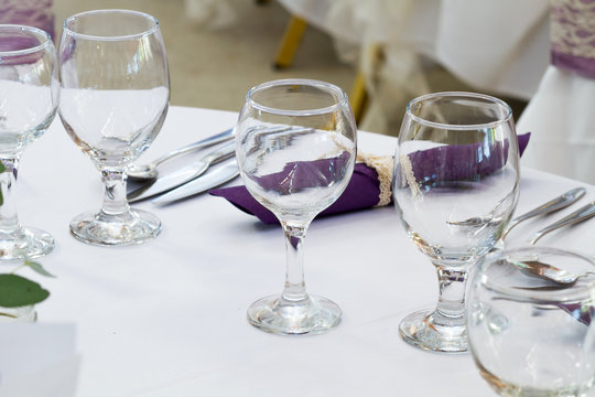 elegant restaurant table with glasses