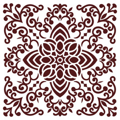 Hand drawing zentangle mandala element in marsala color