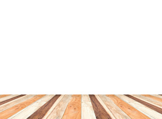 Empty tropical wooden floor isolate on white background, Leave s