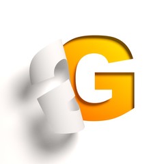 Curl paper font letter G