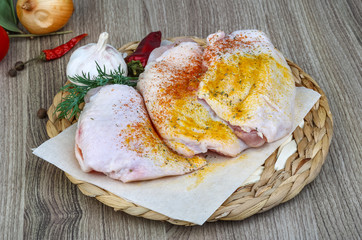 Raw chicken thights