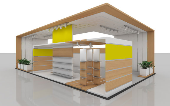 Exhibition Stand In Yellow And White