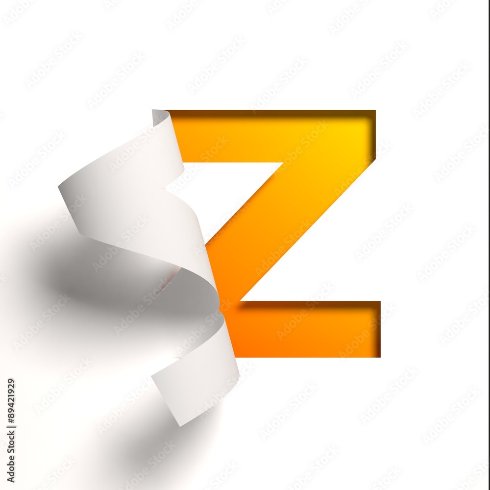 Sticker curl paper font letter z