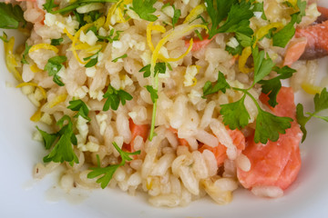 Risotto with salmon