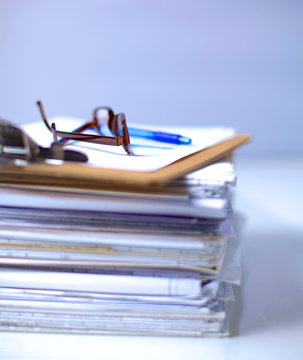 Big stack of papers ,documents on the desk