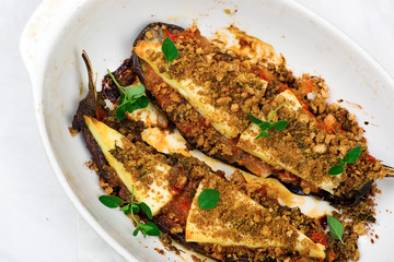 the baked eggplants with parmesan in Italian