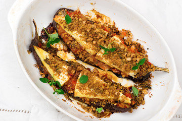 the baked eggplants with parmesan in Italian