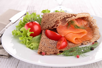 crepe with smoked salmon