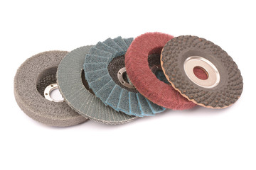 Abrasive wheels on a white background