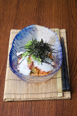 japanese cuisine. sashimi on the background