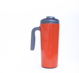  orange thermo cup on white background