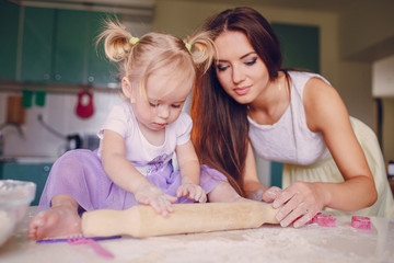 mother and daughter in the kitchen