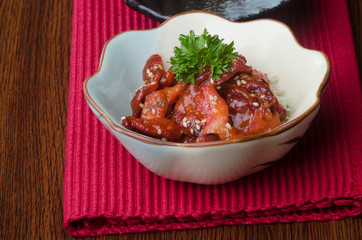 japanese cuisine. sushi octopus on the background