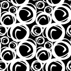 Vector seamless pattern with round asymmetrical shapes. Endless