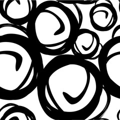 Vector seamless pattern with round asymmetrical shapes. Endless