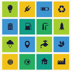 Icons set for green technology.