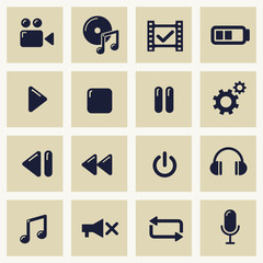 Vector Illustration with icons set of multimedia symbols