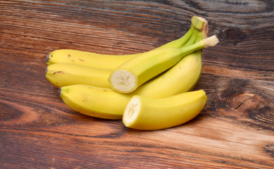 Bananas on wooden background