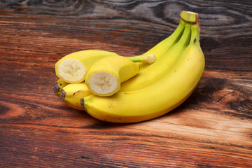 Bananas on wooden background
