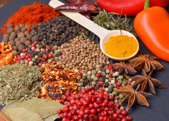 Composition with different spices and herbs