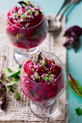 beet appetizer  from  in the verrines