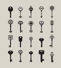Vector Illustration of keys. Symbol set.