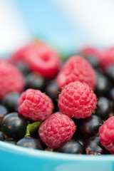 Black currants and raspberries