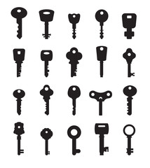Icon Key, Black Silhouette Vector, decorative items
