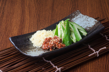 japanese cuisine. japanese food on the background