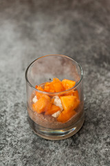 Chocolate dessert with peaches