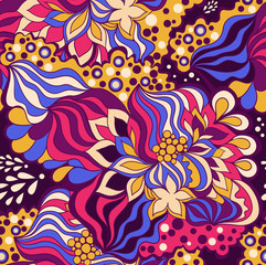 Seamless abstract hand-drawn floral background.