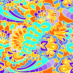 Fototapeta na wymiar Seamless abstract hand-drawn floral background.