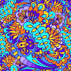 Seamless abstract hand-drawn floral background.