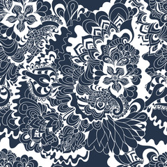 Seamless abstract hand-drawn floral background.