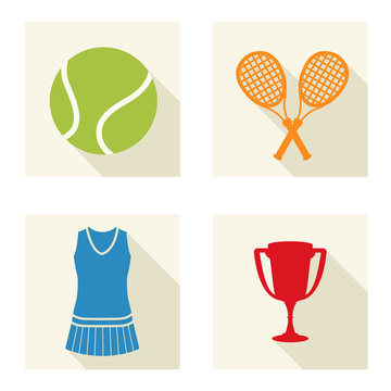 Sports objects. Set of tennis icons.