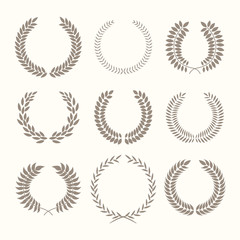 Vector illustration with laurel wreaths on white background.