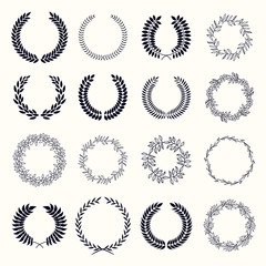Vector illustration with laurel wreaths on white background.