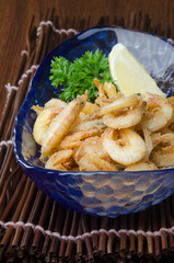 fried shrimp on the background