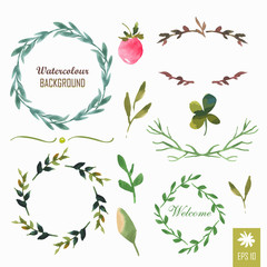 Vector Illustration. Hand-painted watercolor design elements.