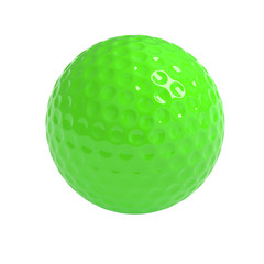 Isolated green golf  ball with clipping path
