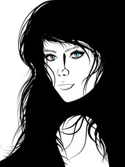 Girl with Black Hair Lineart