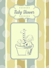 baby shower card with retro toys
