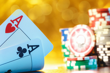 Cards and chips for poker