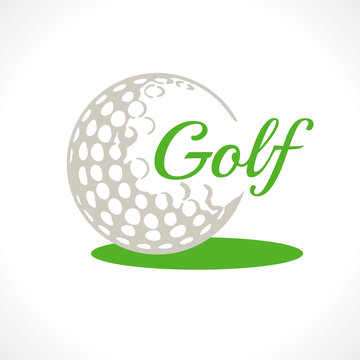 . Vector logo. Set golf icons. Icon of a golf ball. Black & whit
