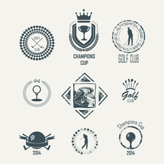 Golf. Vector Set Golfing Champion Labels and Icons. Symbols golf