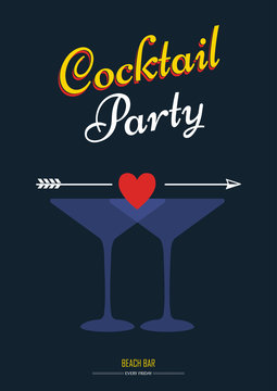 Vector illustration with cocktail on black background.