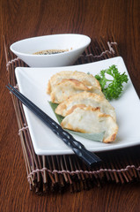 chinese dumplings on the background