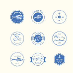 Vector Illustration with logo for fish restaurant or fish market