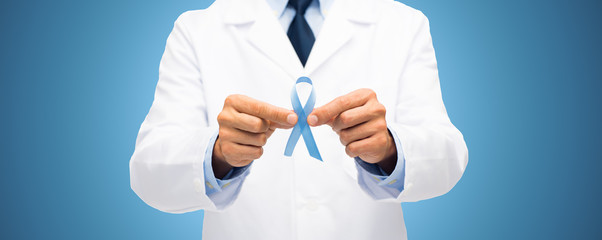 doctor with prostate cancer awareness ribbon